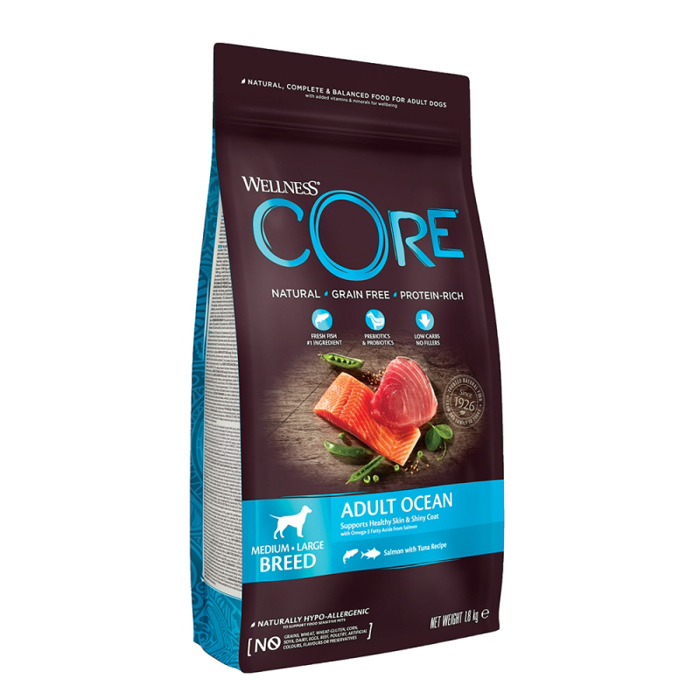 Wellness Core Xira trofi Skulou Adult Medium-Large Breed Solomos & Tonos 10kg